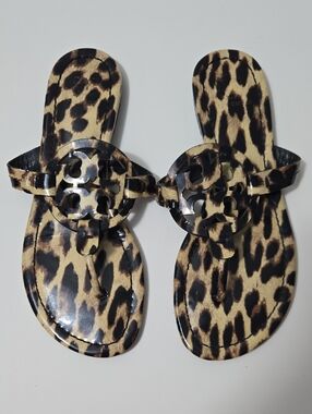Tory Burch Leopard Print Logo Thong Sandals